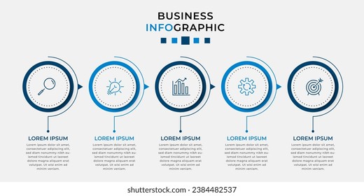 Plantilla de negocio de diseño de infografía vectorial con iconos y 5 opciones o pasos. 