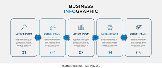 Plantilla de negocio de diseño de infografía vectorial con iconos y 5 opciones o pasos. 