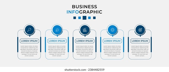 Plantilla de negocio de diseño de infografía vectorial con iconos y 5 opciones o pasos. 