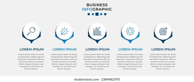 Plantilla de negocio de diseño de infografía vectorial con iconos y 5 opciones o pasos. 