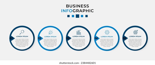 Plantilla de negocio de diseño de infografía vectorial con iconos y 5 opciones o pasos. 