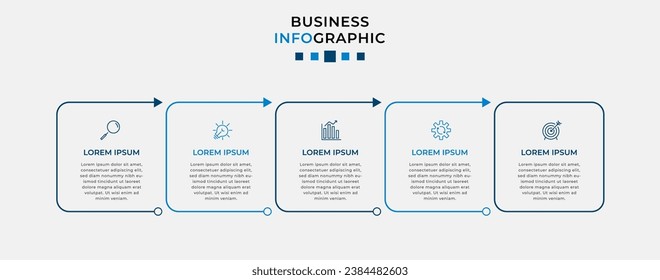 Vector Infografik Design Business Template mit Symbolen und 5 Optionen oder Schritten. 