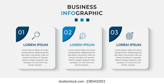 Vector Infographic design business template with icons and 3 options or steps. square design or diagram