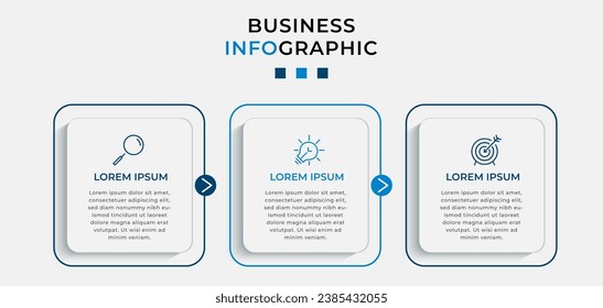 Plantilla de negocio de diseño de infografía vectorial con iconos y 3 opciones o pasos. diseño cuadrado o diagrama