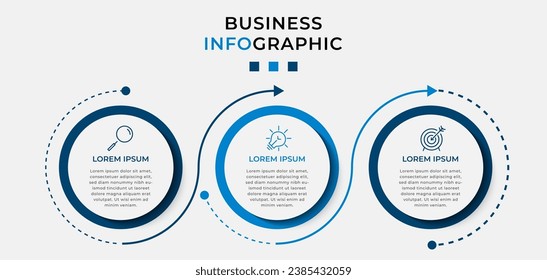 Plantilla de negocio de diseño de infografía vectorial con iconos y 3 opciones o pasos. diseño cuadrado o diagrama