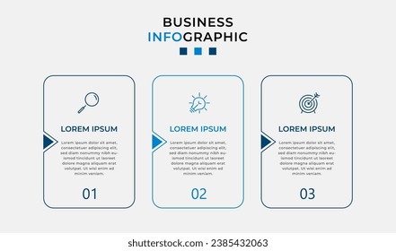 Vector Infographic design business template with icons and 3 options or steps. square design or diagram