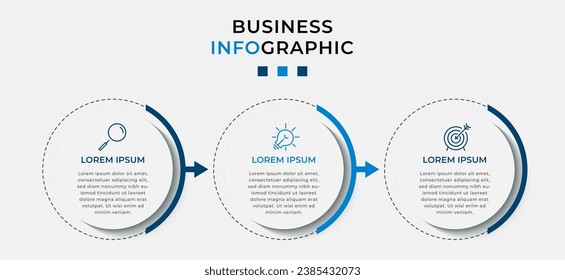 Plantilla de negocio de diseño de infografía vectorial con iconos y 3 opciones o pasos. diseño cuadrado o diagrama