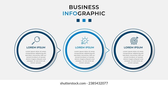 Plantilla de negocio de diseño de infografía vectorial con iconos y 3 opciones o pasos. diseño cuadrado o diagrama