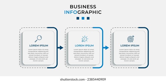 Vector Infografik Design Business Template mit Symbolen und 3 Optionen oder Schritten. quadratisches Design oder Diagramm