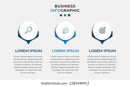 Plantilla de negocio de diseño de infografía vectorial con iconos y 3 opciones o pasos. diseño cuadrado o diagrama