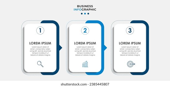 Plantilla de negocio de diseño de infografía vectorial con iconos y 3 opciones o pasos. diseño cuadrado o diagrama