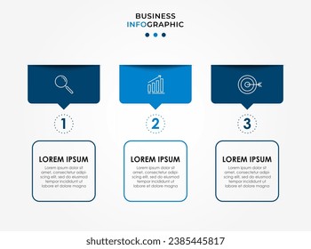Vector Infographic design business template with icons and 3 options or steps. square design or diagram
