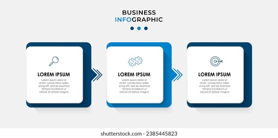 Plantilla de negocio de diseño de infografía vectorial con iconos y 3 opciones o pasos. diseño cuadrado o diagrama