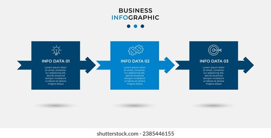 Plantilla de negocio de diseño de infografía vectorial con iconos y 3 opciones o pasos. diseño cuadrado o diagrama