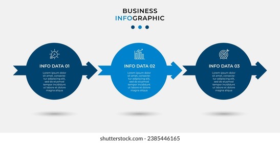 Vector Infografik Design Business Template mit Symbolen und 3 Optionen oder Schritten. quadratisches Design oder Diagramm
