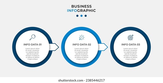 Vector Infografik Design Business Template mit Symbolen und 3 Optionen oder Schritten. quadratisches Design oder Diagramm