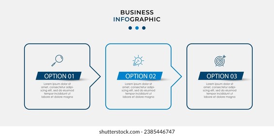 Vector Infographic design business template with icons and 3 options or steps. square design or diagram