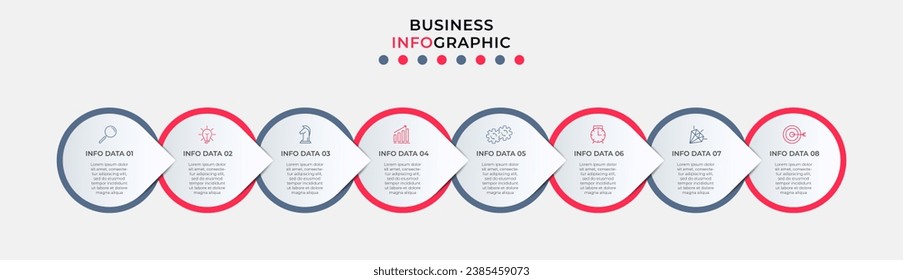 Vector Infographic design business template with icons and 8 options or steps. square design or diagram