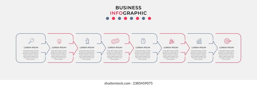 Plantilla de negocio de diseño de infografía vectorial con iconos y 8 opciones o pasos. diseño cuadrado o diagrama