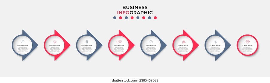 Vector Infographic design business template with icons and 8 options or steps. square design or diagram