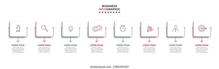 Vector Infographic design business template with icons and 8 options or steps. square design or diagram