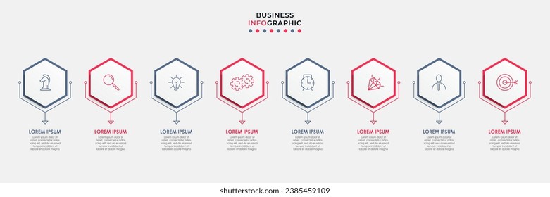Vector Infographic design business template with icons and 8 options or steps. square design or diagram