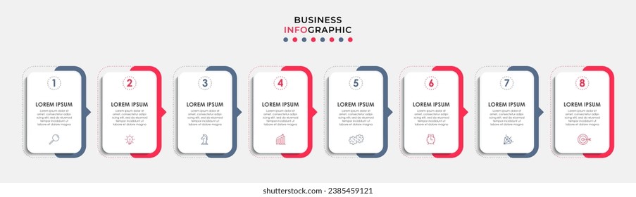 Vector Infographic design business template with icons and 8 options or steps. square design or diagram
