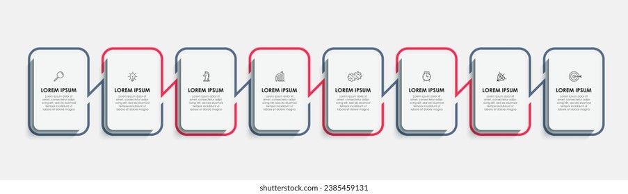 Vector Infographic design business template with icons and 8 options or steps. square design or diagram