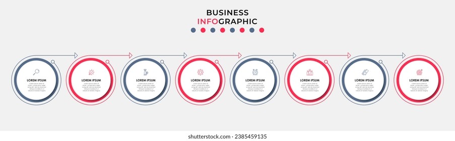 Vector Infographic design business template with icons and 8 options or steps. square design or diagram