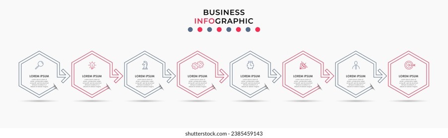 Vector Infographic design business template with icons and 8 options or steps. square design or diagram