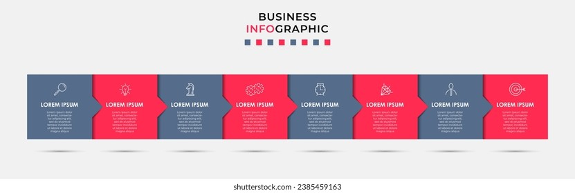 Vector Infographic design business template with icons and 8 options or steps. square design or diagram