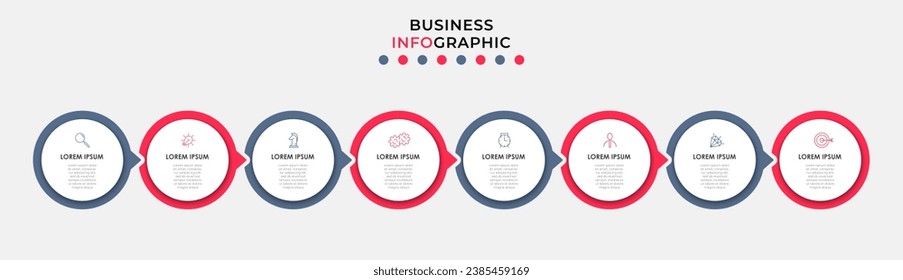Vector Infographic design business template with icons and 8 options or steps. square design or diagram