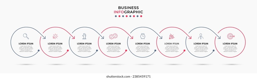 Vector Infographic design business template with icons and 8 options or steps. square design or diagram