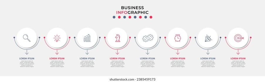 Vector Infographic design business template with icons and 8 options or steps. square design or diagram