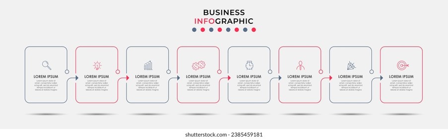 Vector Infographic design business template with icons and 8 options or steps. square design or diagram