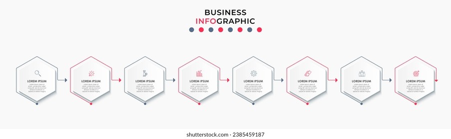 Vector Infographic design business template with icons and 8 options or steps. square design or diagram