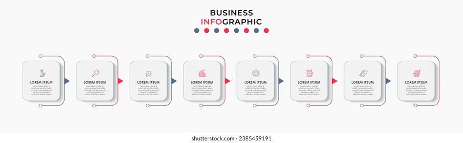 Vector Infographic design business template with icons and 8 options or steps. square design or diagram
