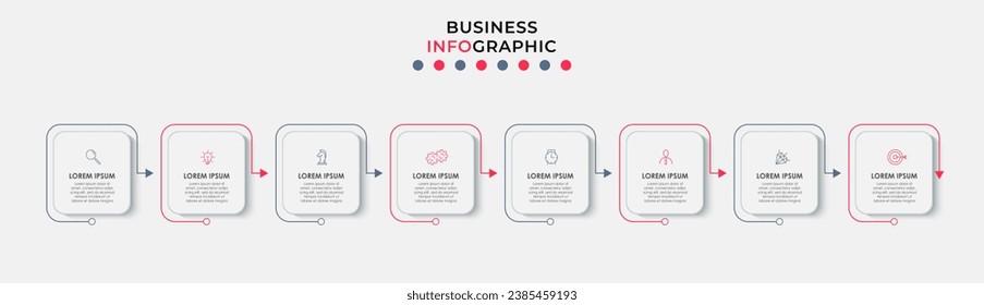 Vector Infographic design business template with icons and 8 options or steps. square design or diagram
