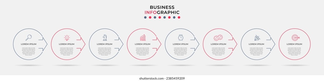 Vector Infographic design business template with icons and 8 options or steps. square design or diagram