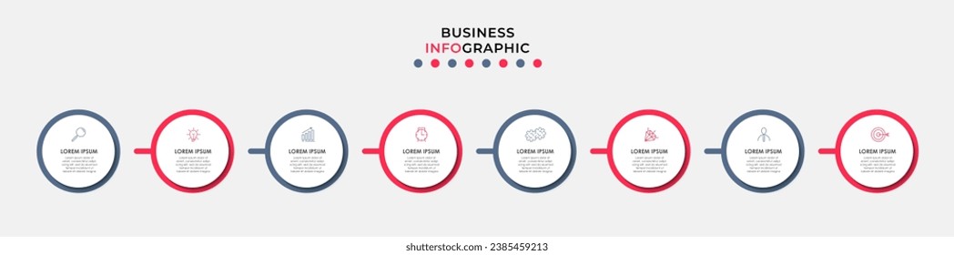 Plantilla de negocio de diseño de infografía vectorial con iconos y 8 opciones o pasos. diseño cuadrado o diagrama