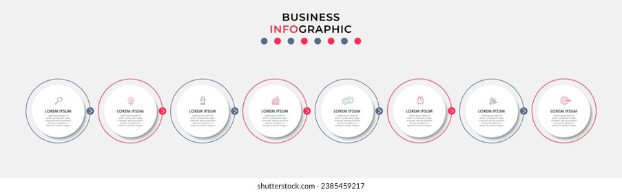 Plantilla de negocio de diseño de infografía vectorial con iconos y 8 opciones o pasos. diseño cuadrado o diagrama