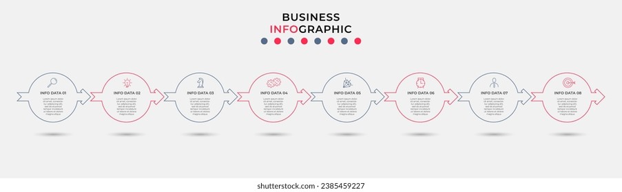 Vector Infographic design business template with icons and 8 options or steps. square design or diagram