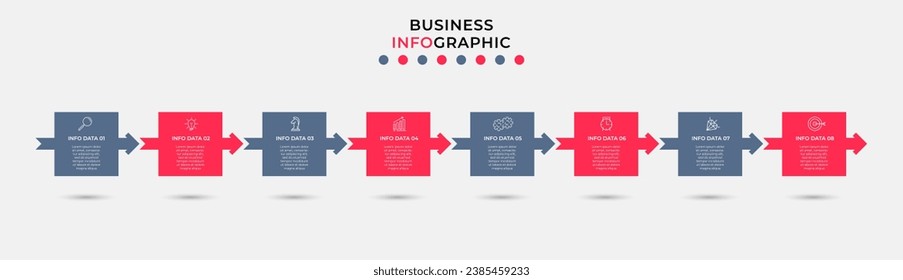 Vector Infographic design business template with icons and 8 options or steps. square design or diagram