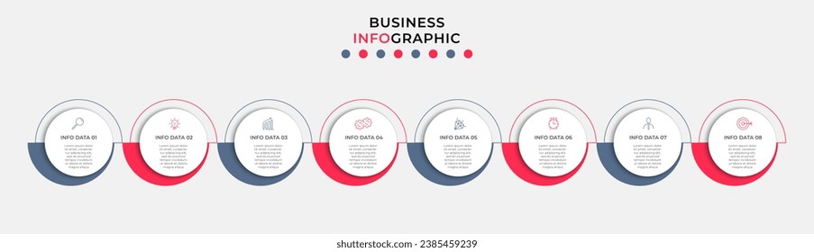 Vector Infographic design business template with icons and 8 options or steps. square design or diagram