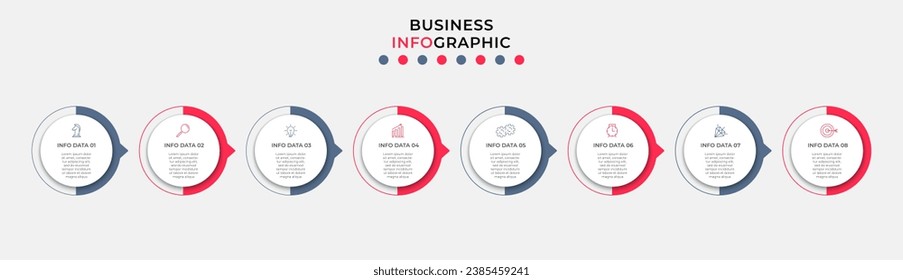 Plantilla de negocio de diseño de infografía vectorial con iconos y 8 opciones o pasos. diseño cuadrado o diagrama