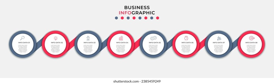 Vector Infografik Design Business Template mit Symbolen und 8 Optionen oder Schritten. quadratisches Design oder Diagramm