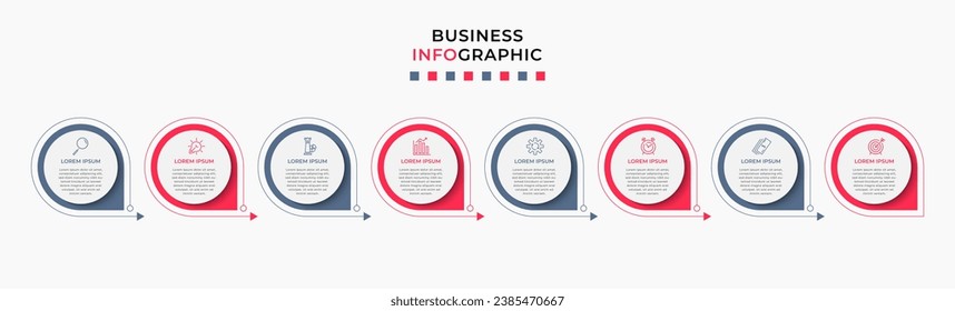 Vector Infographic design business template with icons and 8 options or steps. square design or diagram