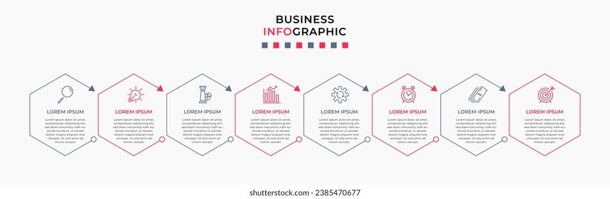 Vector Infographic design business template with icons and 8 options or steps. square design or diagram