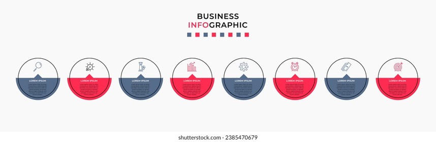 Vector Infographic design business template with icons and 8 options or steps. square design or diagram