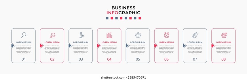 Vector Infographic design business template with icons and 8 options or steps. square design or diagram